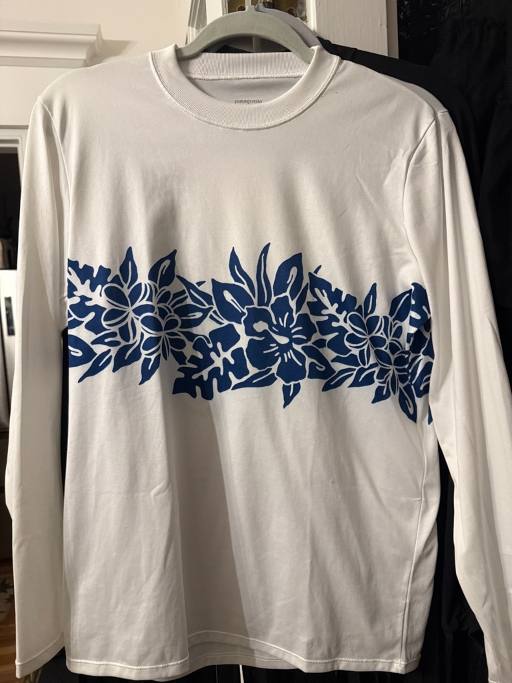 Patagonia Capilene long -Sleeve Tee in white and blue UPF protection